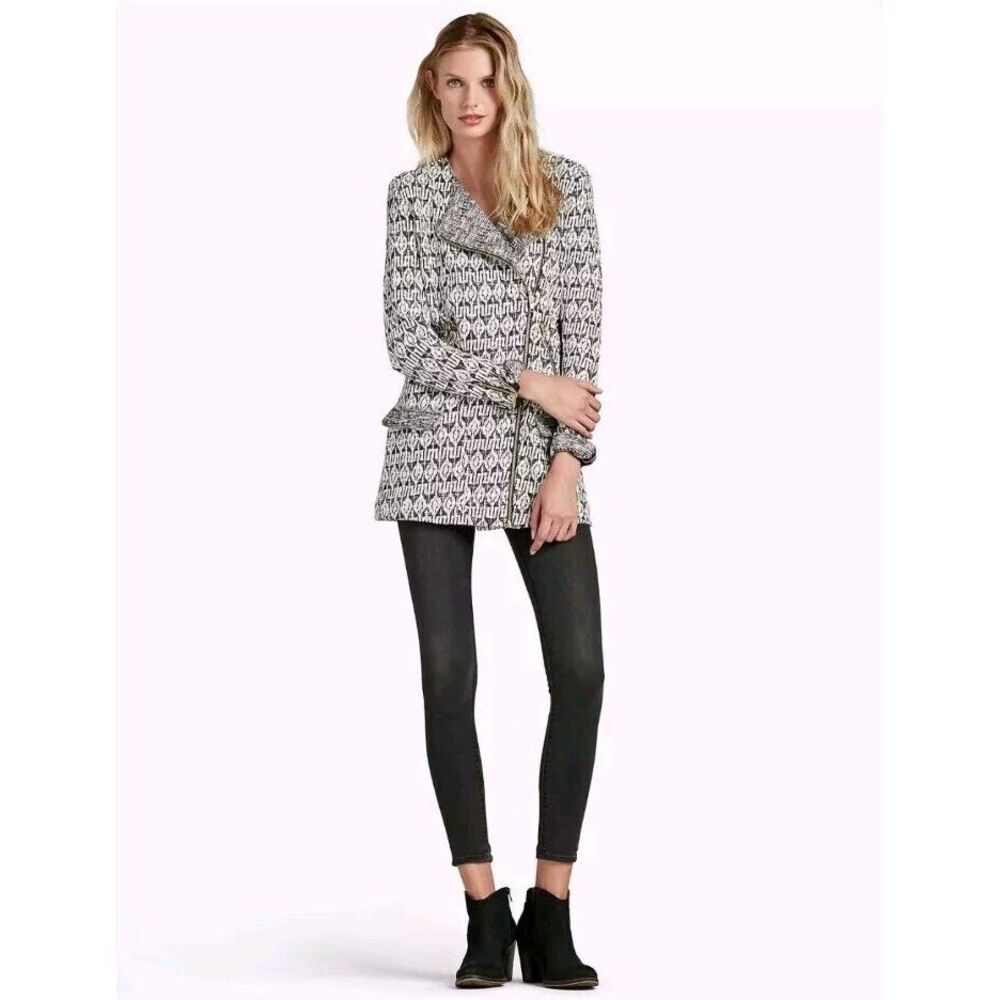 Lucky Brand Jacket Womens Small Multicolor Asymmetrical Moto Style Tribal Print